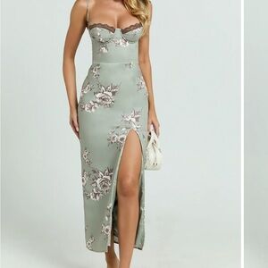 Showpo Sage Floral Midi Dress